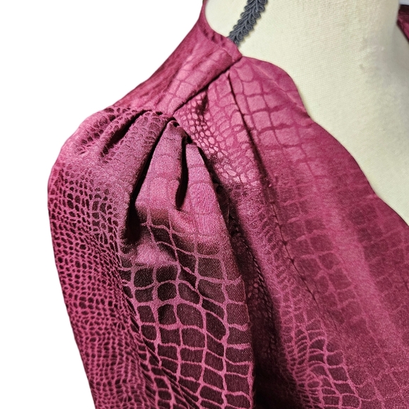 Socialite Long Sleeve Wrap Front V Neck Body Suit, Plum Purple, Small - Picture 6 of 16